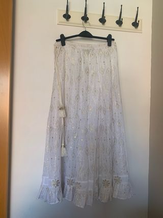 Conjunto ibicenco blanco y dorado