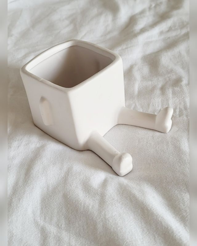 Maceta Cerámica Blanca Portalápices