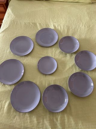 Vajilla Gris Cerámica - 9 piezas