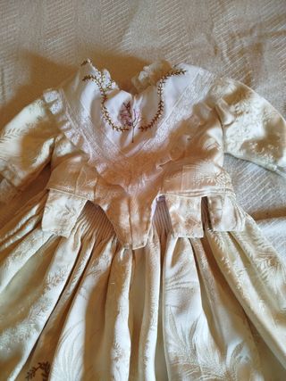 Traje Fallera niña - beige y blanco 