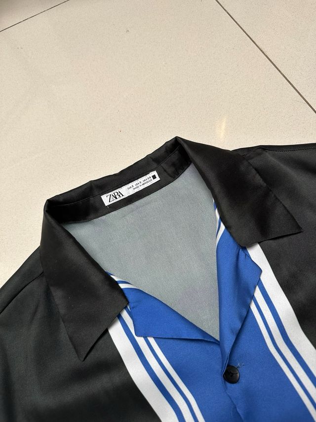 Conjunto Zara seda azul-negro elegante