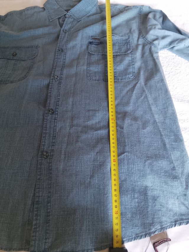 Completo camicia pantaloni denim blu