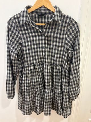 Vestido cuadros vichy blanco-negro