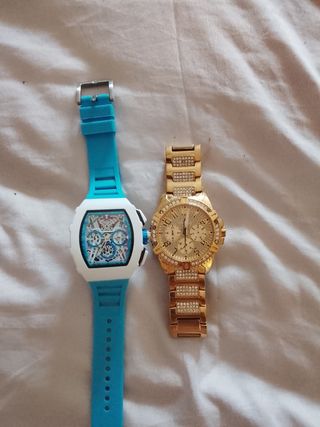 2 Relojes: Azul & Dorado