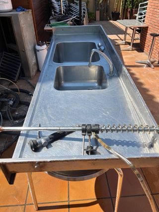 Pica acero inox doble 200x65cm
