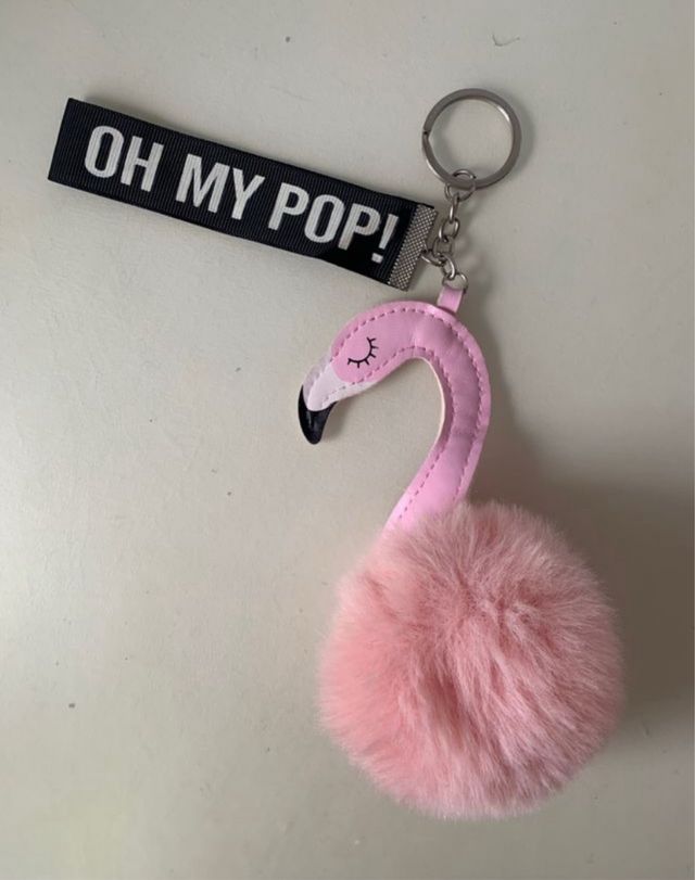 Llavero flamenco rosa - Pompón