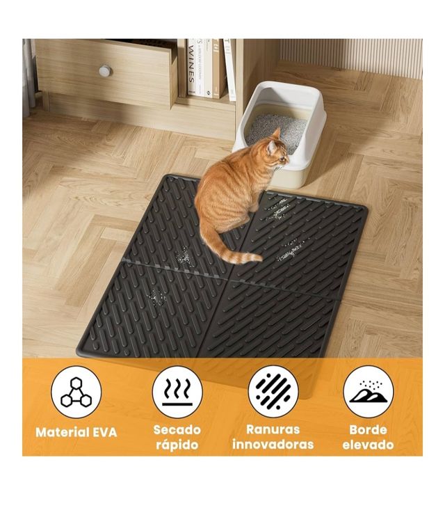 Alfombra negra gato arenero 79x60cm