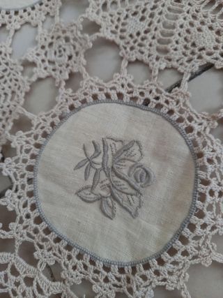 Copriletto Vintage anni 60-70 Filet+ lino ricamato