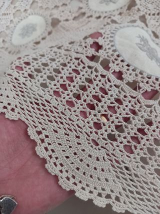 Copriletto Vintage anni 60-70 Filet+ lino ricamato