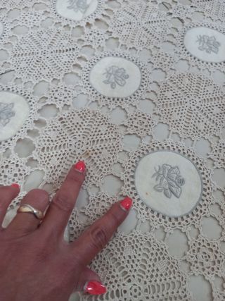 Copriletto Vintage anni 60-70 Filet+ lino ricamato