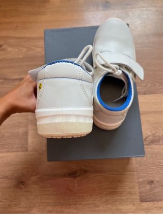 Zapatos Seguridad Blancos - Azul