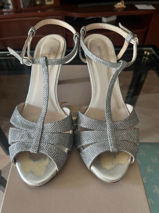 Sandalias Fiesta Plata Brillantes
