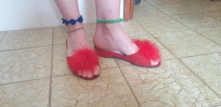 Ciabatte rosse piume - n. 35