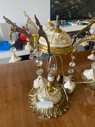 2 Lamparas sobremesa -Doradas-Porcelana