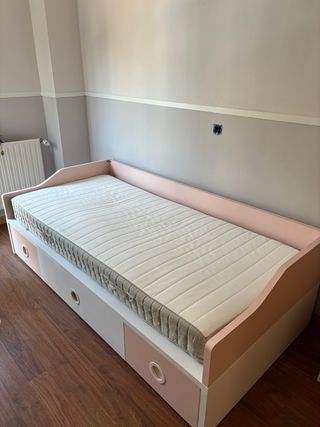 Cama nido infantil 90cm - Rosa Blanco.