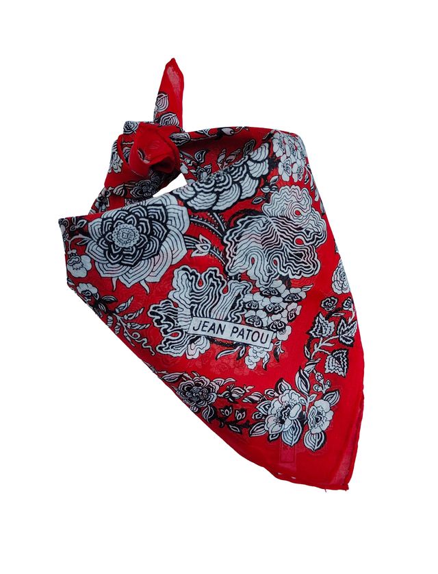 Jean Patou Vintage Red Cotton Pocket Handkerchief