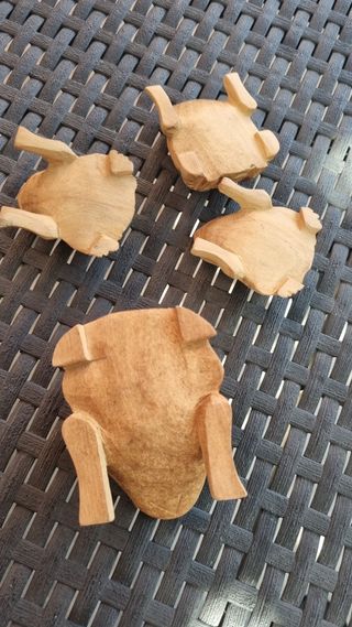 4 Ranas de Madera Artesanales