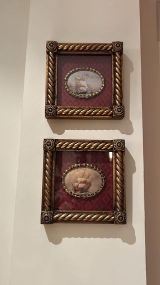 2 Cuadros Navales Dorados - Estilo Clásico