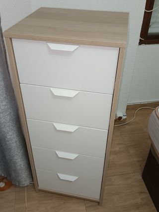 Armario 5 cajones blanco-beige