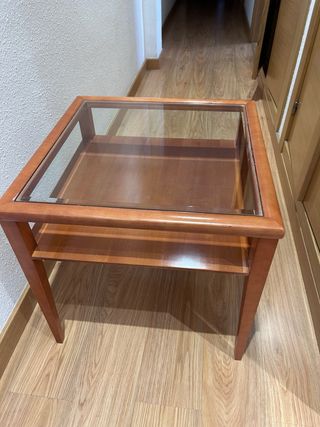 Mesa centro madera cristal
