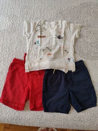 2-4 años 2 Bermudas Niño y 1 camiseta manga corta 