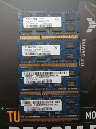 MODULOS RAM 8GB (4x2GB) PC3-8500S DDR3 PORTATIL