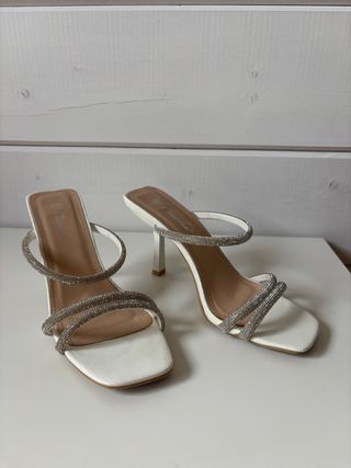 Sandali tacco bianco strass