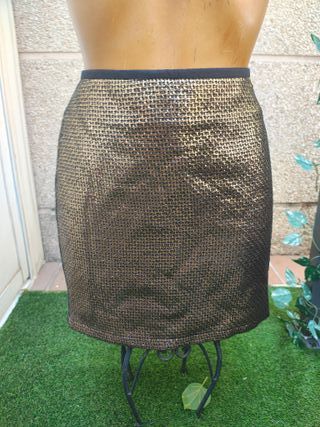 NUEVO-Falda dorada BERSHKA - TALLA M-1458