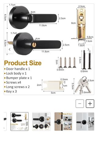 2 Manijas para puerta palanca negra