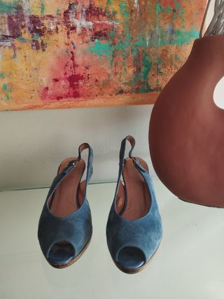Zapatos de ante azul marino