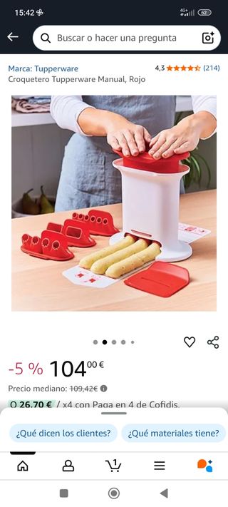 Croquetero Tupperware rojo y blanco