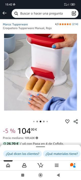 Croquetero Tupperware rojo y blanco