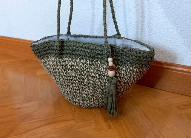 Bolso capazo: beige y verde oliva