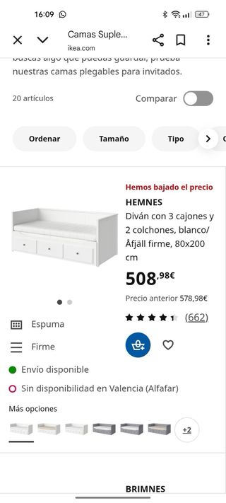 Cama nido blanca 80/160x200