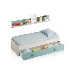 Cama nido infantil -  madera blanca y verde agua