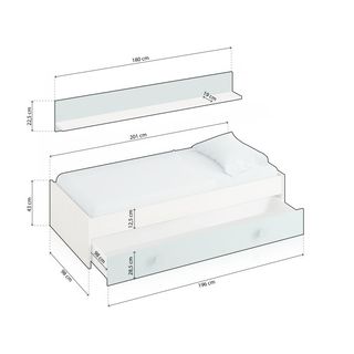 Cama nido infantil -  madera blanca y verde agua