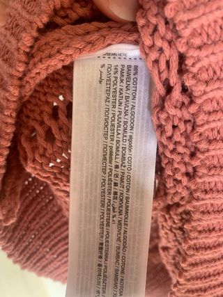 Chaleco punto comor rosa palo. de mango, talla L