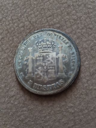 Moneda 5 Pesetas Alfonso XII 1875