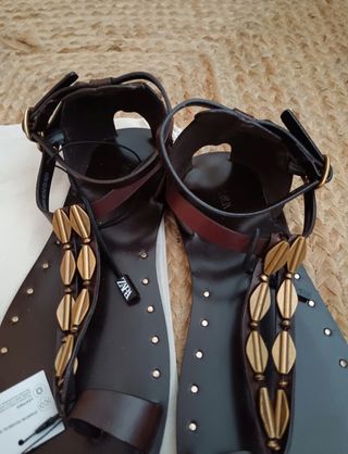Sandalias Zara piel - doradas