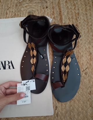 Sandalias Zara piel - doradas