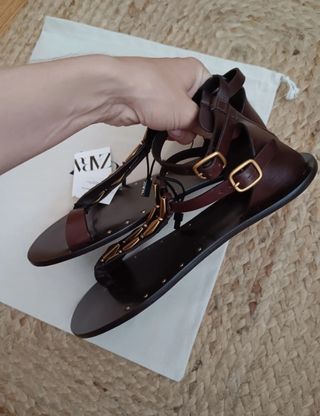 Sandalias Zara piel - doradas