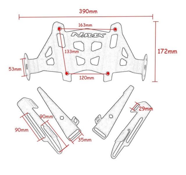 Espejos + Soporte de parabribrisas X-N- MAX 155