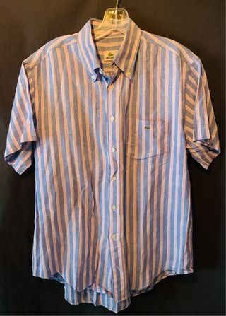 Camisa Lacoste rayas azul-rosa M