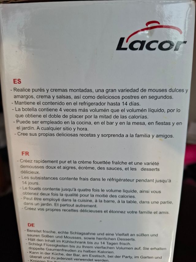 Sifón crema Lacor - 1L + 20 botellas sifón