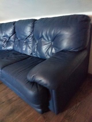 Divano angolare pelle blu
