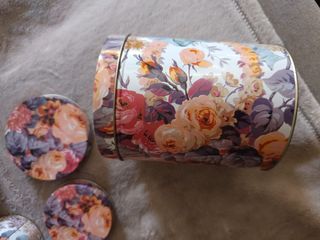 3 Cajas Metal Flores Vintage