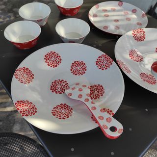 Set Tavola Melamina Rosso-Bianco