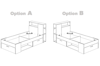 Cama juvenil con cajones - beige/blanco