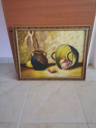 Bodegón al óleo. Cuadro antiguo