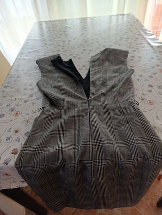 Vestido Mango cuadros vichy - negro gris